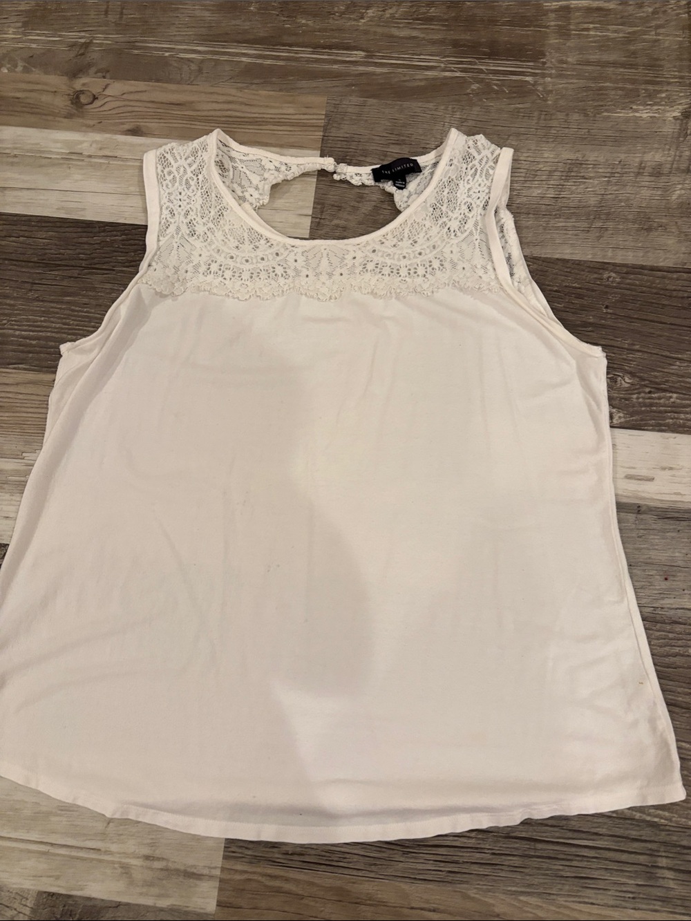 The Limited White Lace Yoke Sleeveless Camisole
